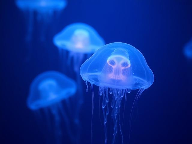 Medusas bioluminiscentes en un baile acuático surrealista